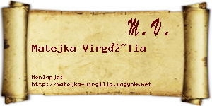 Matejka Virgília névjegykártya